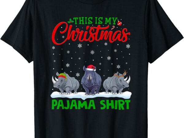 Xmas santa hat reindeer rhino christmas pajama t-shirt