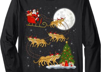 Xmas Tree Lights Funny Santa Riding Cheetah Christmas Long Sleeve T-Shirt