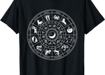 Zodiac Wheel Vintage Zodiac Signs For Astrology Lover T-Shirt