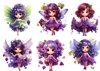 beautiful cartoon grape little fairy