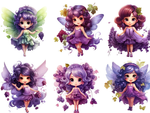 Beautiful cartoon grape little fairy t shirt template