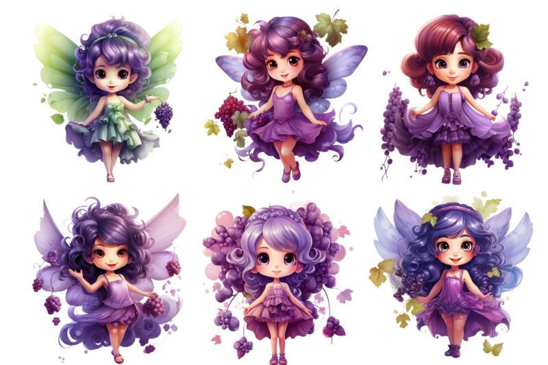 beautiful cartoon grape little fairy