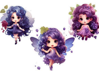 beautiful cartoon grape little fairy