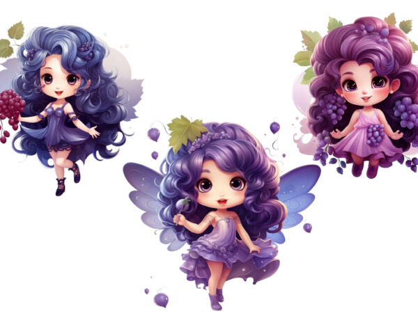 Beautiful cartoon grape little fairy t shirt template