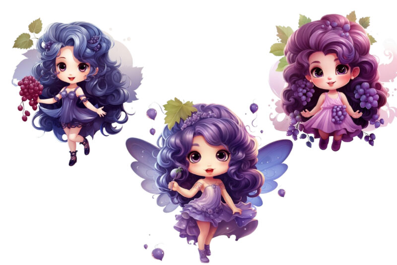 beautiful cartoon grape little fairy