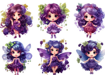 beautiful cartoon grape little fairy