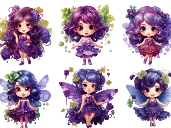 Beautiful cartoon grape little fairy t shirt template