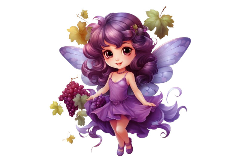 beautiful cartoon grape little fairy