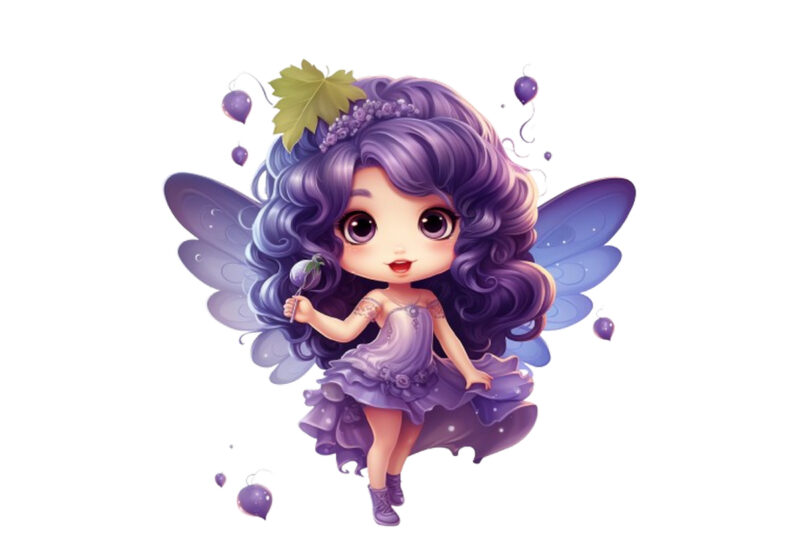 beautiful cartoon grape little fairy