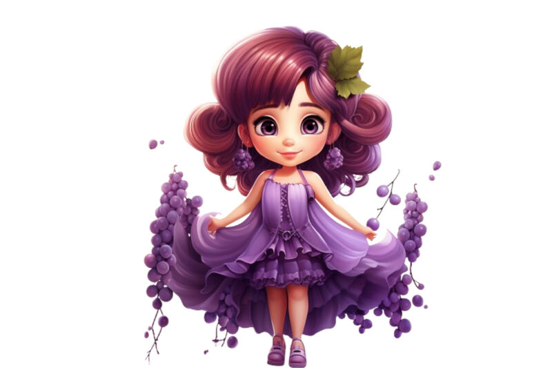 beautiful cartoon grape little fairy