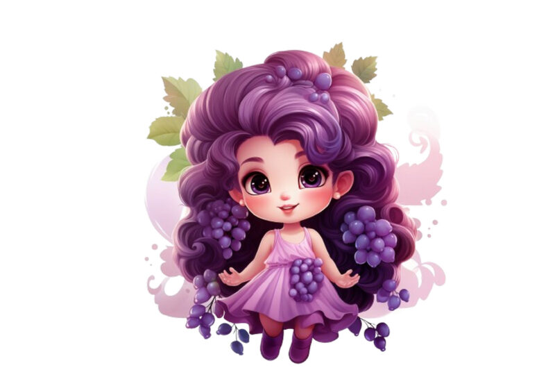 beautiful cartoon grape little fairy