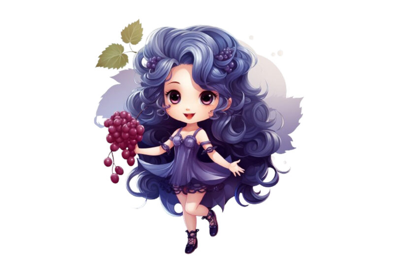 beautiful cartoon grape little fairy