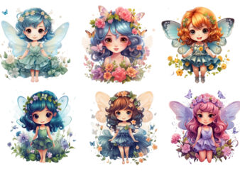 beautiful cartoon little flower fairy