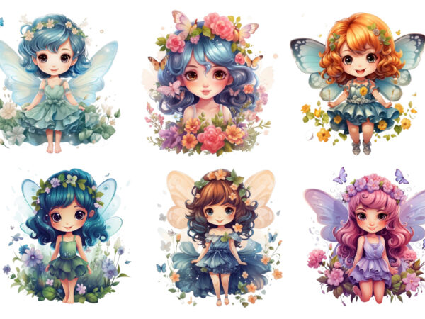 Beautiful cartoon little flower fairy t shirt template