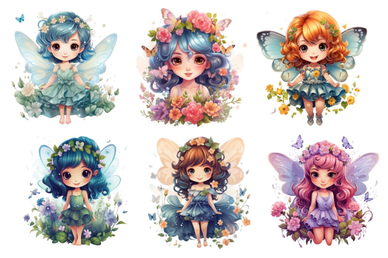 beautiful cartoon little flower fairy