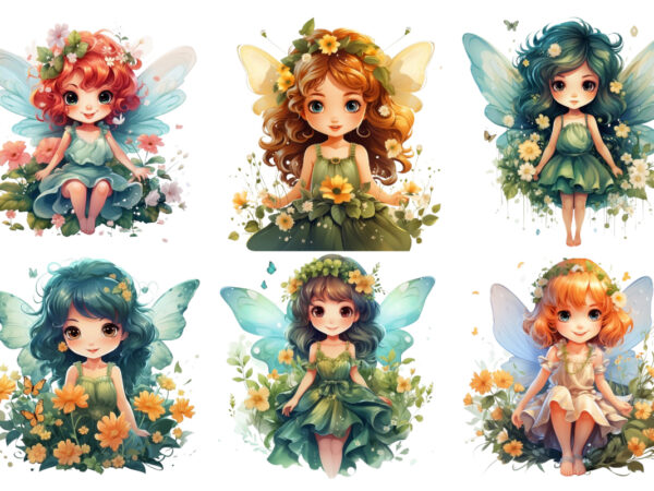 Beautiful cartoon little flower fairy t shirt template