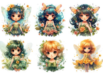 beautiful cartoon little flower fairy