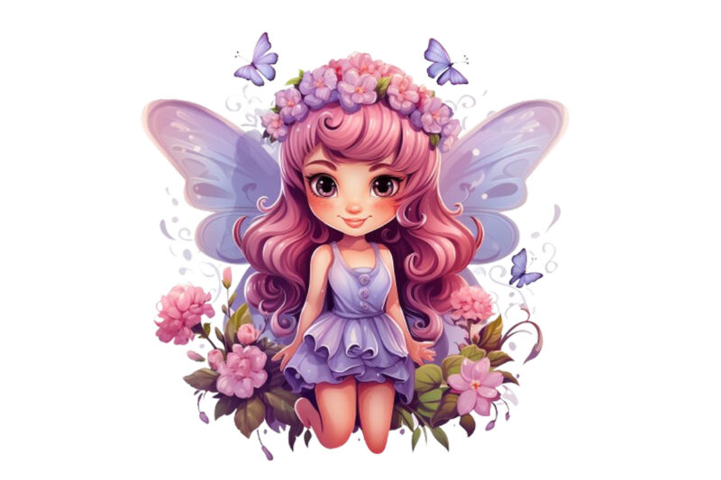 beautiful cartoon little flower fairy