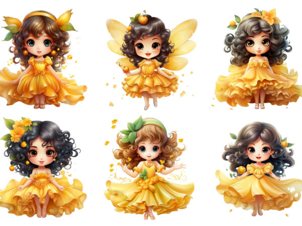 Beautiful cartoon mango little fairy t shirt template