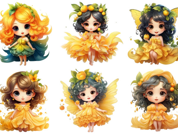 Beautiful cartoon mango little fairy t shirt template