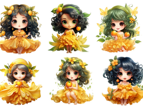 Beautiful cartoon mango little fairy t shirt template