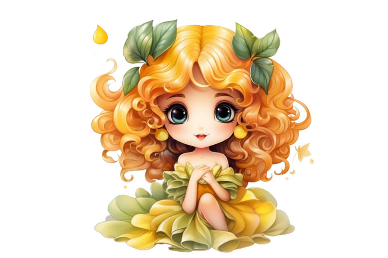 beautiful cartoon mango little fairy