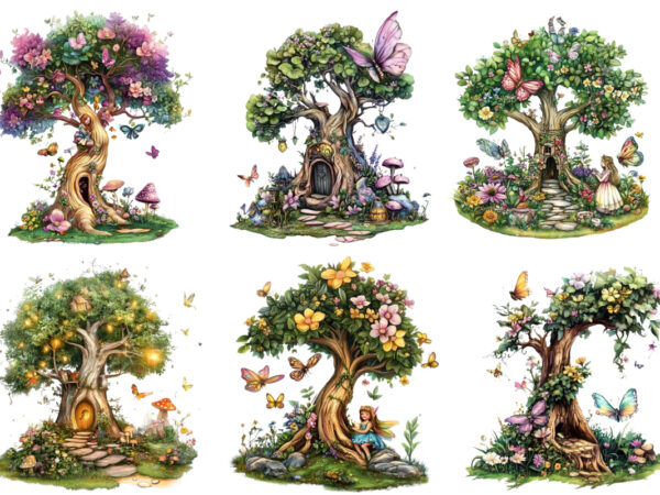 Beautiful fairy tree garden clipart t shirt template