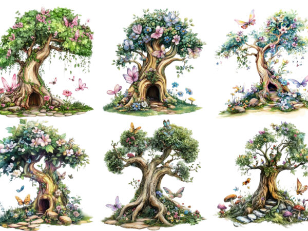 Beautiful fairy tree garden clipart t shirt template