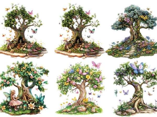 Beautiful fairy tree garden clipart t shirt template