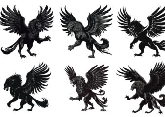 fantasy, bird, illustration, eagle, emblem, feather, flying, graphic, heraldic, lion, majestic, mascot, monster, mythology, silhouette, tatt