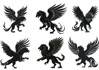 black silhouette of heraldic griffin