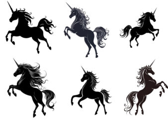 black silhouette of heraldic unicorn