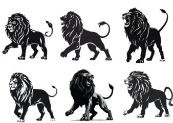 black silhouette of majestic lion in heraldic