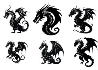 black silhouette of heraldic dragon