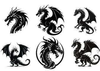 black silhouette of heraldic dragon