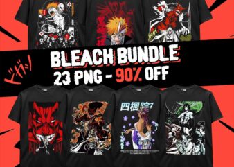 Bleach Anime Bundle Design 23 PNG Ichigo Byakuya, Shunsui Anime Japanese Style POD TShirt Poster