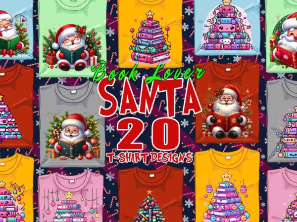 Trendy book lover christmas t-shirt design bundle of 20 png & jpeg designs – download instantly retro vintage t-shirt design