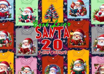 Trendy Book Lover Christmas t-shirt design bundle of 20 png & jpeg designs – download instantly Retro Vintage T-shirt Design