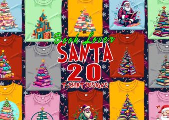 Trendy Book Lover Christmas t-shirt design bundle of 20 png & jpeg designs – download instantly Retro Vintage Collection