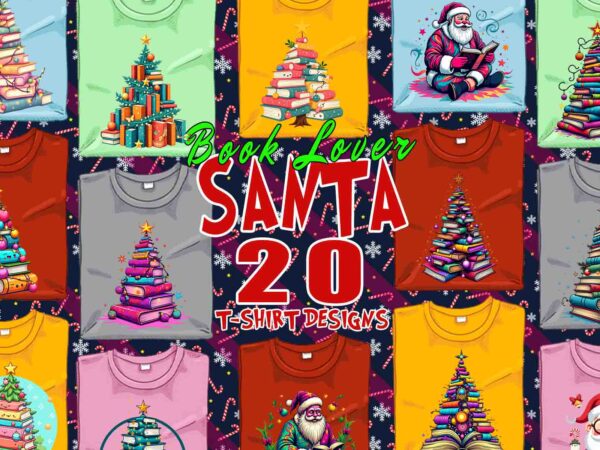 Trendy book lover christmas t-shirt design bundle of 20 png & jpeg designs – download instantly retro vintage collection