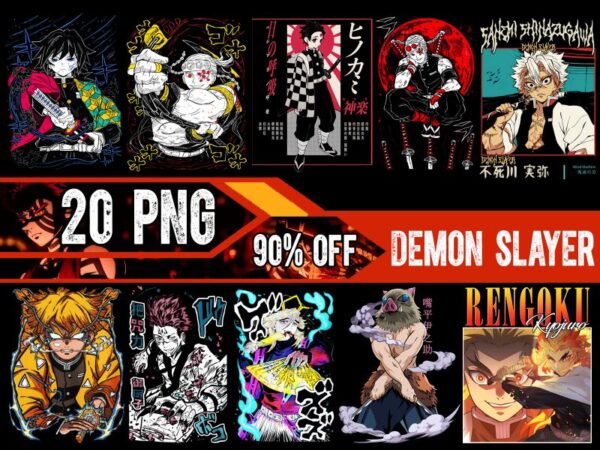 20 demon slayer kimetsu no yaiba anime design bundle 20 png for tshirt poster japanese style