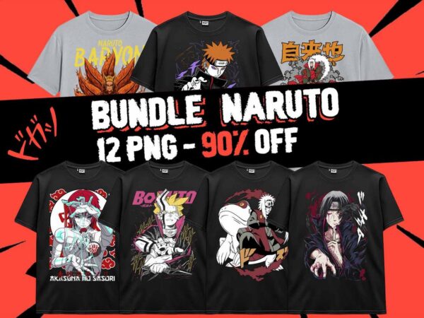 Bundle naruto anime 12 png design ninja anime japanese style png for tshirt poster