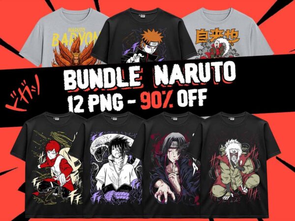 Bundle naruto anime 12 png design ninja anime japanese style png for tshirt poster