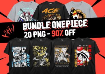 20 One Piece Bundle Design PNG Monkey D Luffy Zoro Doffy Pirate King Japanese Style Anime For TShirt Poster Manga