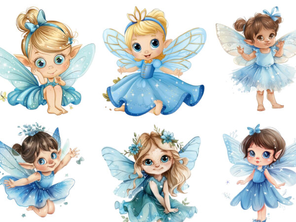 Cartoon baby fairy in blue dress t shirt vector file