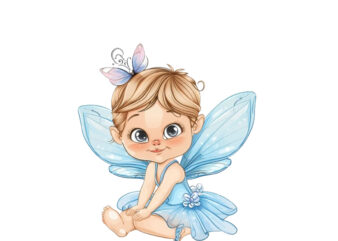 cartoon baby Fairy in blue dress t shirt vector file