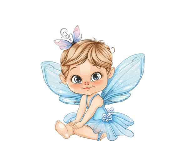 Cartoon baby fairy in blue dress t shirt vector file