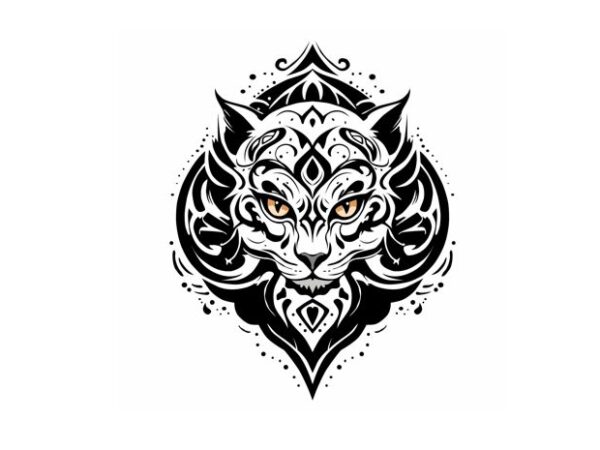 Cat tattoo black t shirt vector file