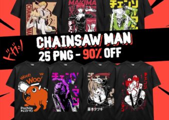 Chainsaw Man Anime 25 PNG Bundle Design Chainsaw Manga Japanese Style For POD TShirt Poster