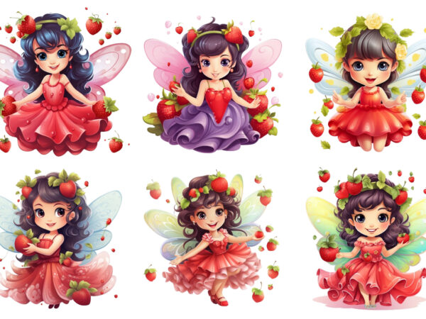 Charming clipart of cute fruit fairy t shirt vector file